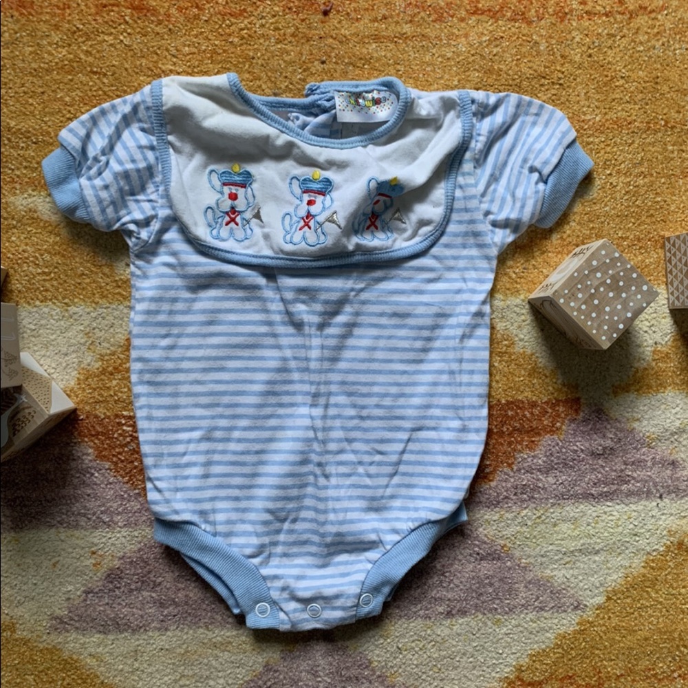 Childwise Vintage Striped Bib Onesie With Golf Dog